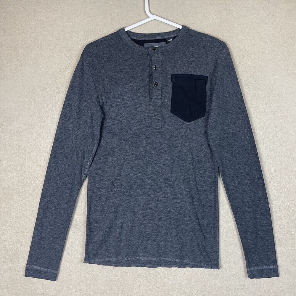 G Star Shirt Mens Small Gray Henley Pullover Casual Long Sleeve T- Shirt Adult
